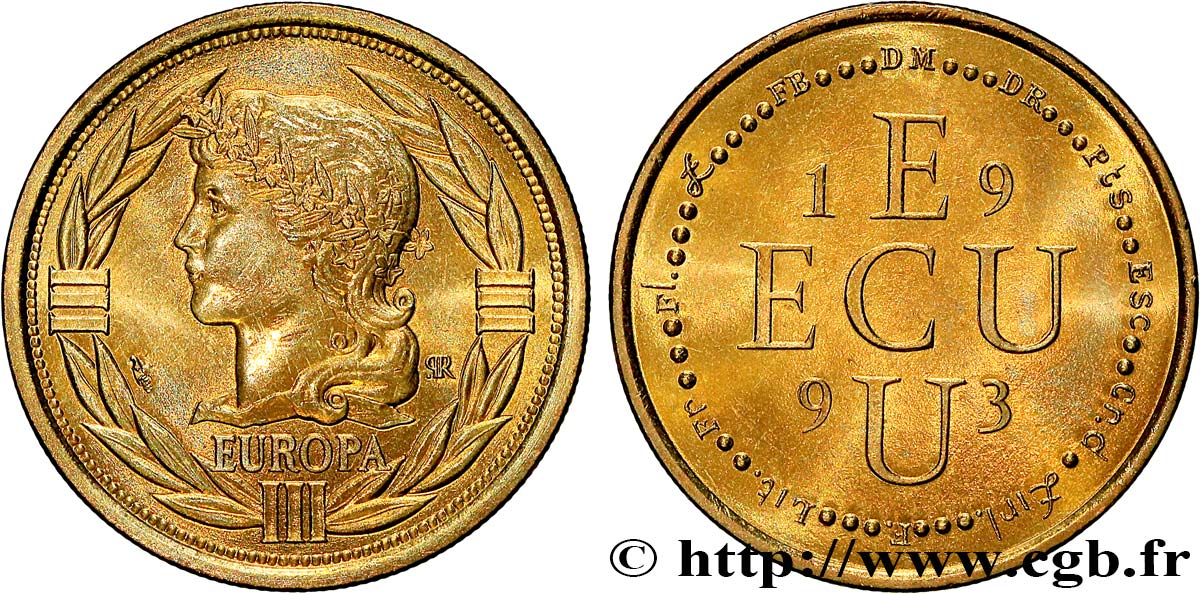 CINQUIÈME RÉPUBLIQUE Médaille symbolique, Ecu Europa TTB+