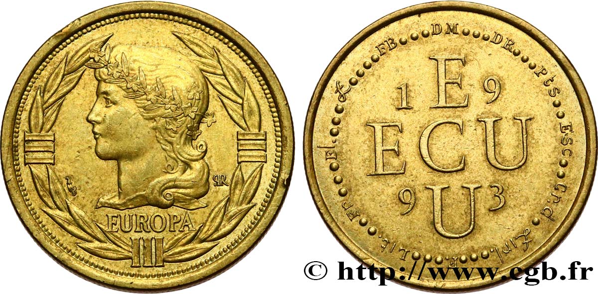 CINQUIÈME RÉPUBLIQUE Médaille symbolique, Ecu Europa TTB