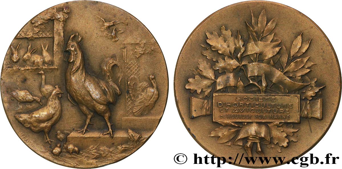 AGRICULTURAL, HORTICULTURAL, FISHING AND HUNTING SOCIETIES Médaille, Société d’horticulture et aviculture AU