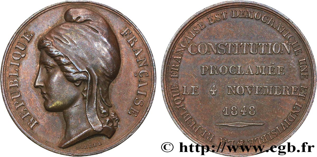 DEUXIÈME RÉPUBLIQUE Médaille, Vote de la constitution TTB