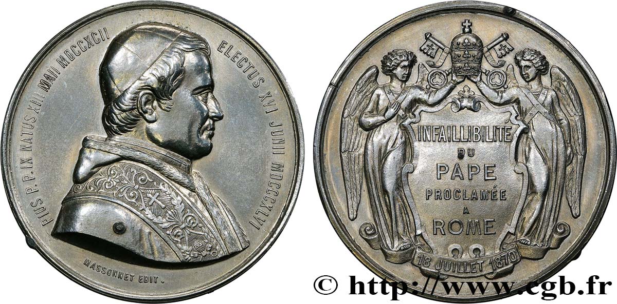 ITALIEN - KIRCHENSTAAT - PIE IX. Giovanni Maria Mastai Ferretti) Médaille, Infaillibilité du pape fVZ