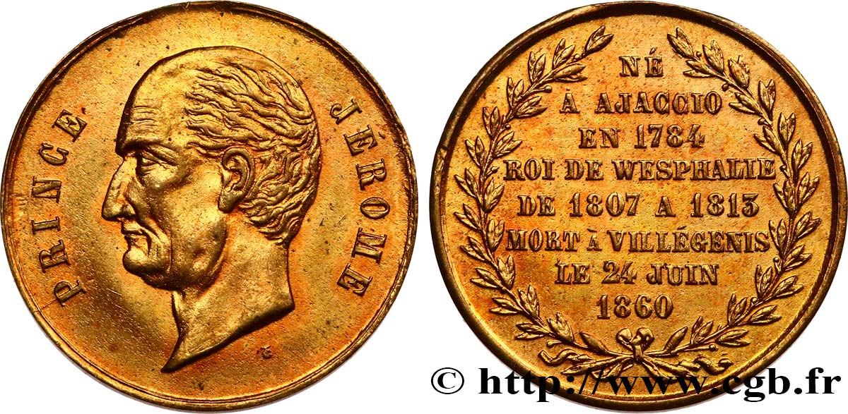 PREMIER EMPIRE Médaille, Jérôme Napoléon frère de l’Empereur TTB+