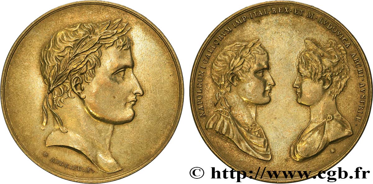 PREMIER EMPIRE / FIRST FRENCH EMPIRE Médaille, Mariage Napoléon Ier et Marie Louise, refrappe XF