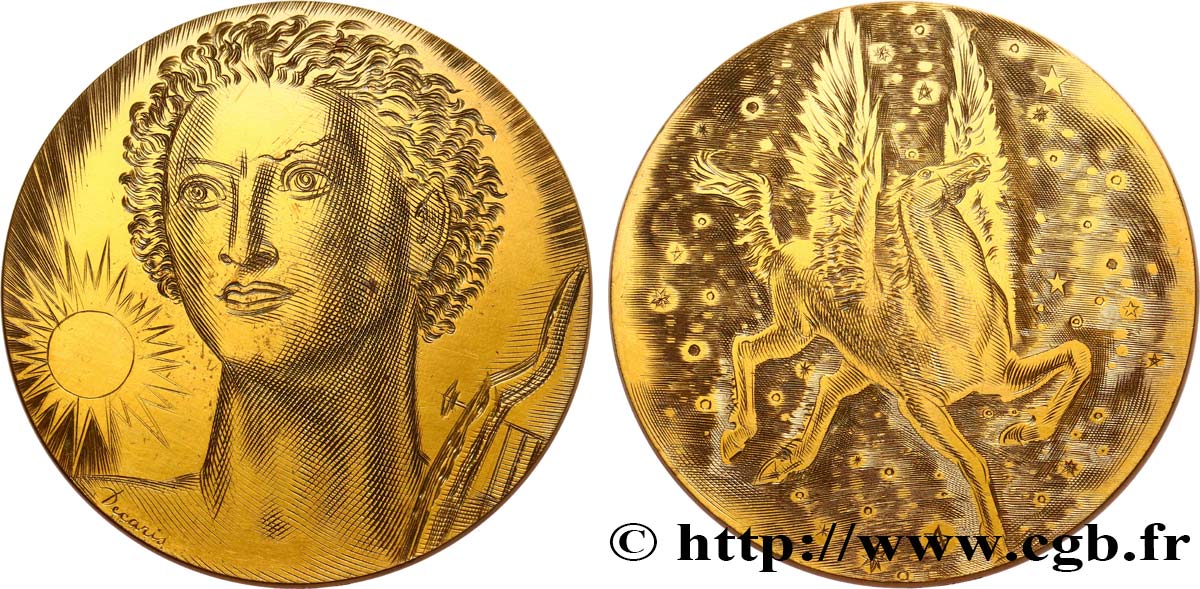 CINQUIÈME RÉPUBLIQUE Médaille, Apollon et Pégase AU