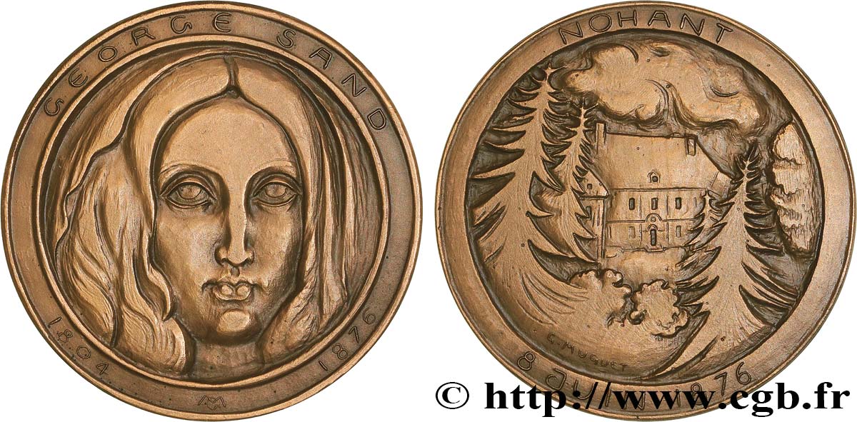 LITERATURE : WRITERS - POETS Médaille, Centenaire de la mort de George Sand SPL