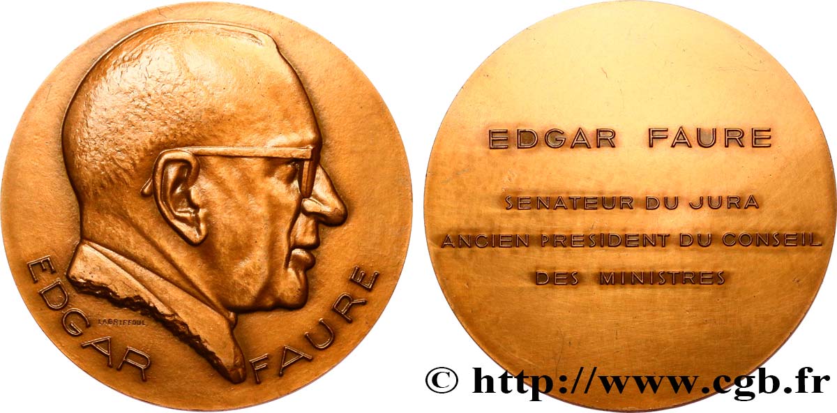 LITERATURE : WRITERS - POETS Médaille, Edgar Faure EBC