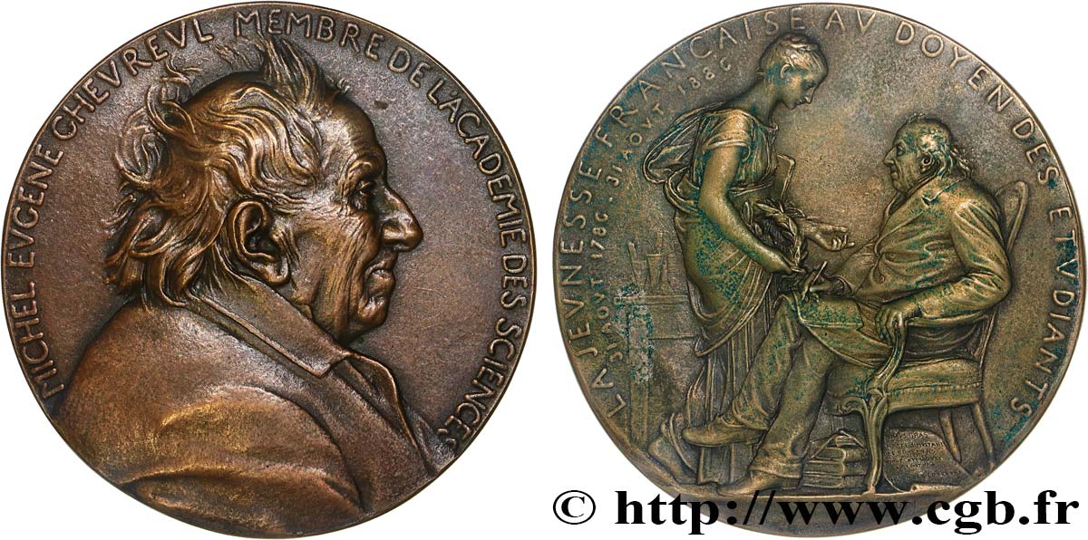 SCIENCES & SCIENTIFIQUES Médaille, Michel-Eugène Chevreul  q.SPL/BB