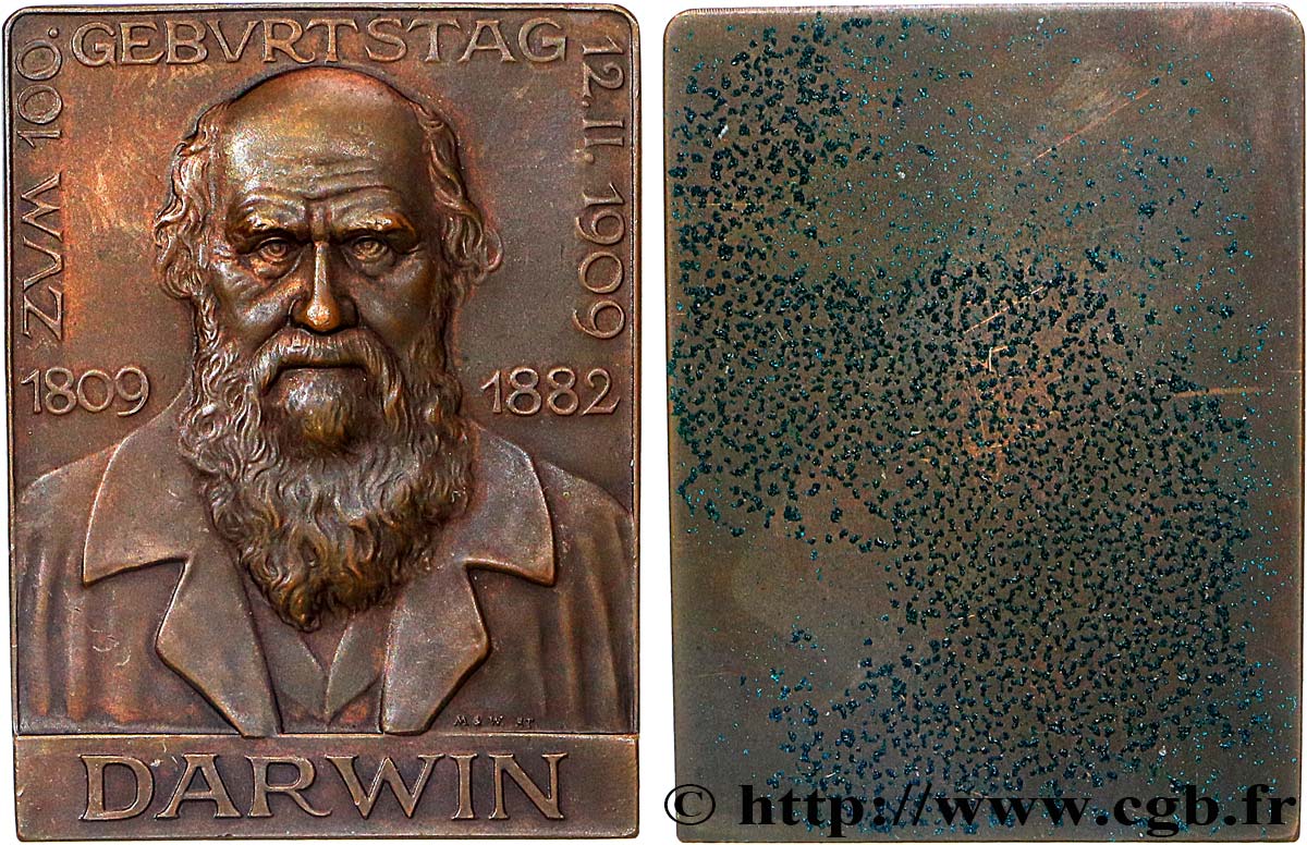 SCIENCES & SCIENTIFIQUES Plaquette, Charles Darwin, 100e anniversaire de naissance MBC+