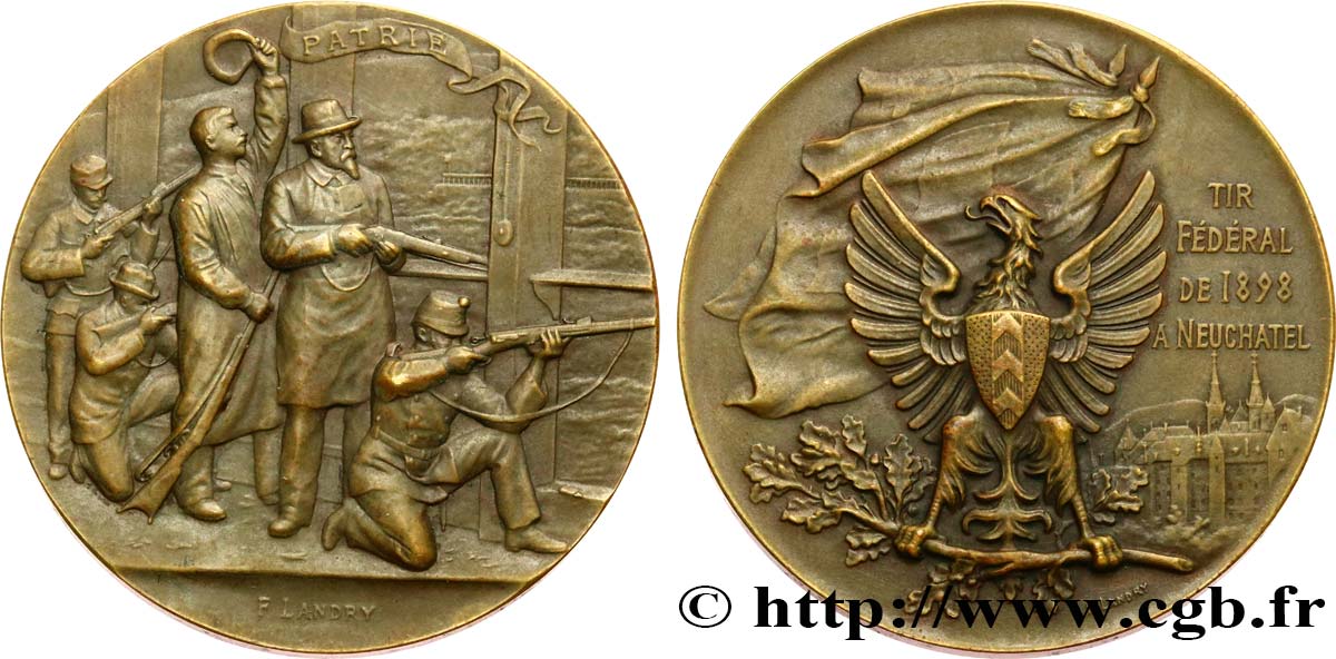 SUISSE - CONFÉDÉRATION HELVÉTIQUE Médaille, Patrie, Tir fédéral SUP