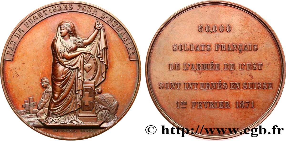 SWITZERLAND - HELVETIC CONFEDERATION Médaille, Internement de 80.000 soldats français AU