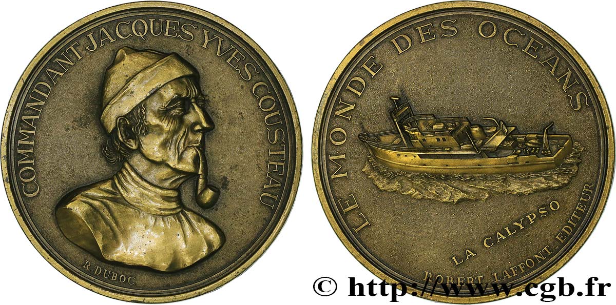 FAMOUS FIGURES Médaille, Commandant Cousteau, la Calypso AU