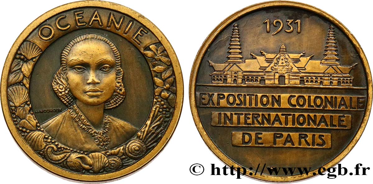 TROISIÈME RÉPUBLIQUE Médaille, Exposition Coloniale Internationale - Océanie TTB