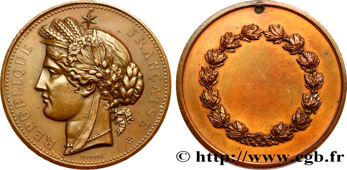 III REPUBLIC Médaille, Cérés par Oudiné AU