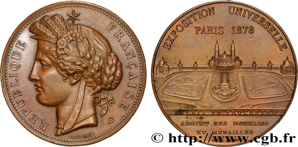 TROISIÈME RÉPUBLIQUE Médaille, Palais du Trocadéro, Exposition Universelle TTB+