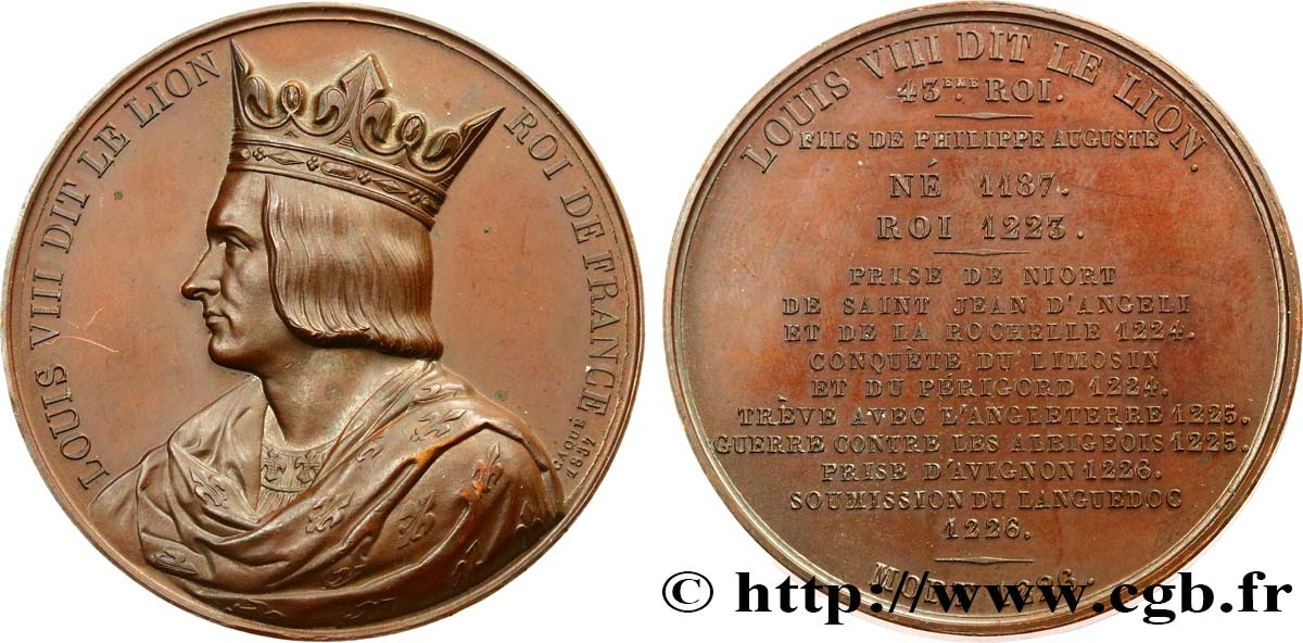 LOUIS-PHILIPPE I Médaille, Roi Louis VIII le Lion AU/MS