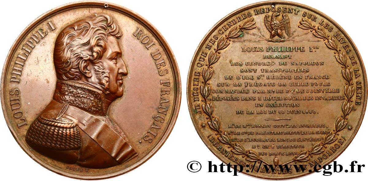LOUIS-PHILIPPE Ier Médaille, Translation des cendres de Napoléon Ier TTB