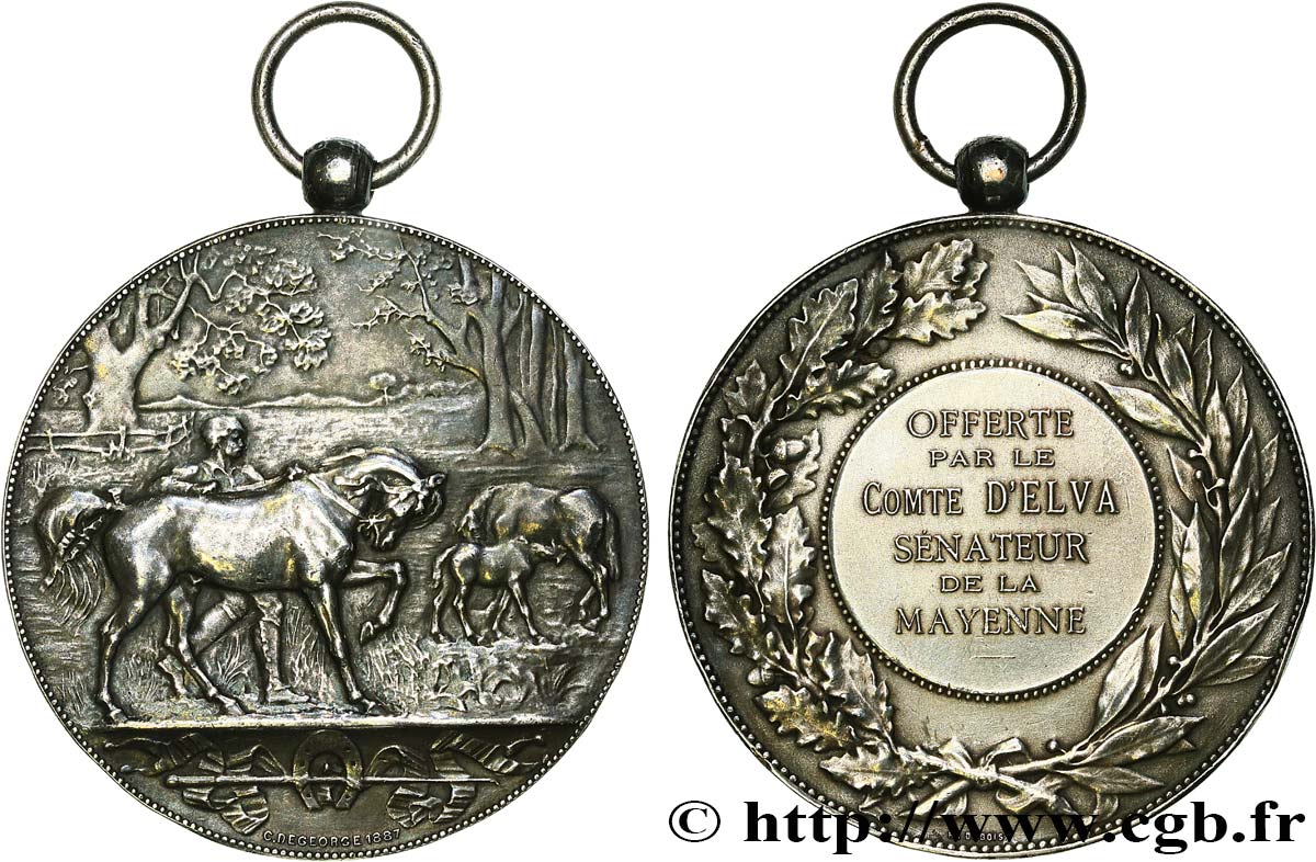 III REPUBLIC Médaille, Offerte par le Comte d’Elva XF