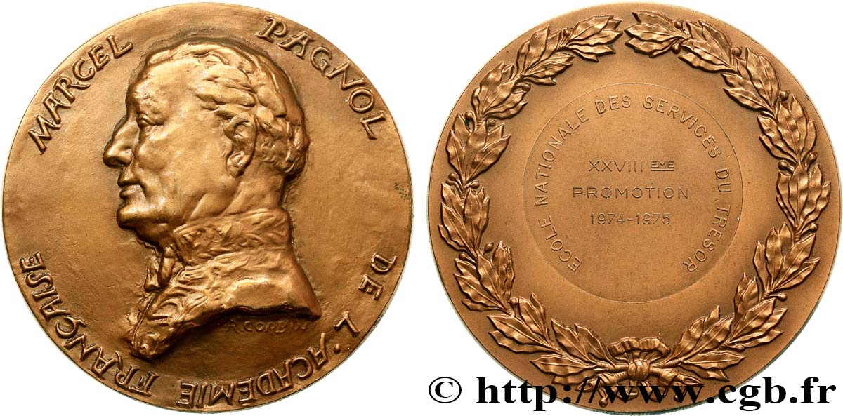 V REPUBLIC Médaille, Marcel Pagnol, École nationale des services du trésor AU