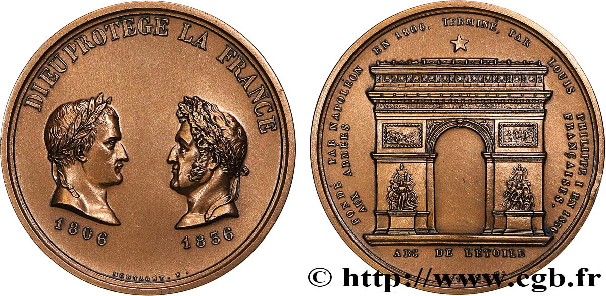 LOUIS-PHILIPPE Ier Médaille, Inauguration de l’Arc de Triomphe, refrappe TTB+