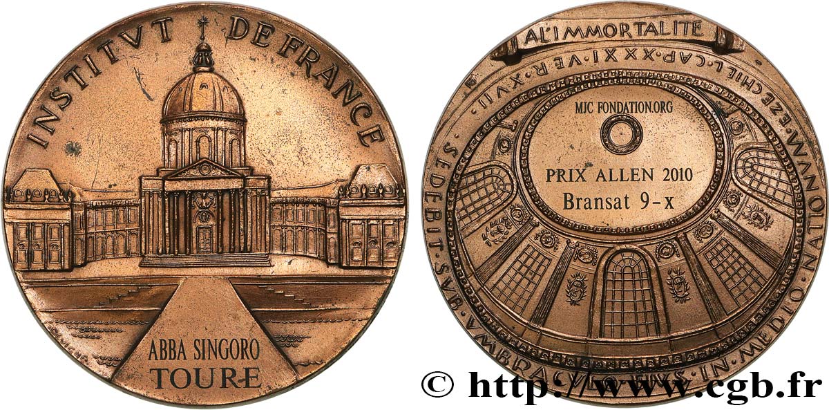 CINQUIÈME RÉPUBLIQUE Médaille, Institut de France, Prix Allen TTB