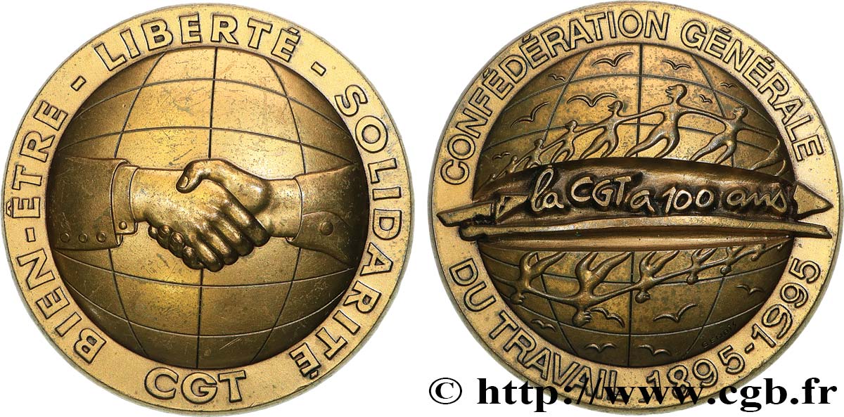 QUINTA REPUBBLICA FRANCESE Médaille, Centenaire de la CGT q.SPL