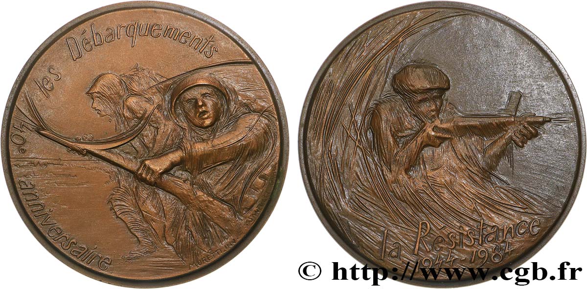 CINQUIÈME RÉPUBLIQUE Médaille, 40e anniversaire du débarquement TTB+