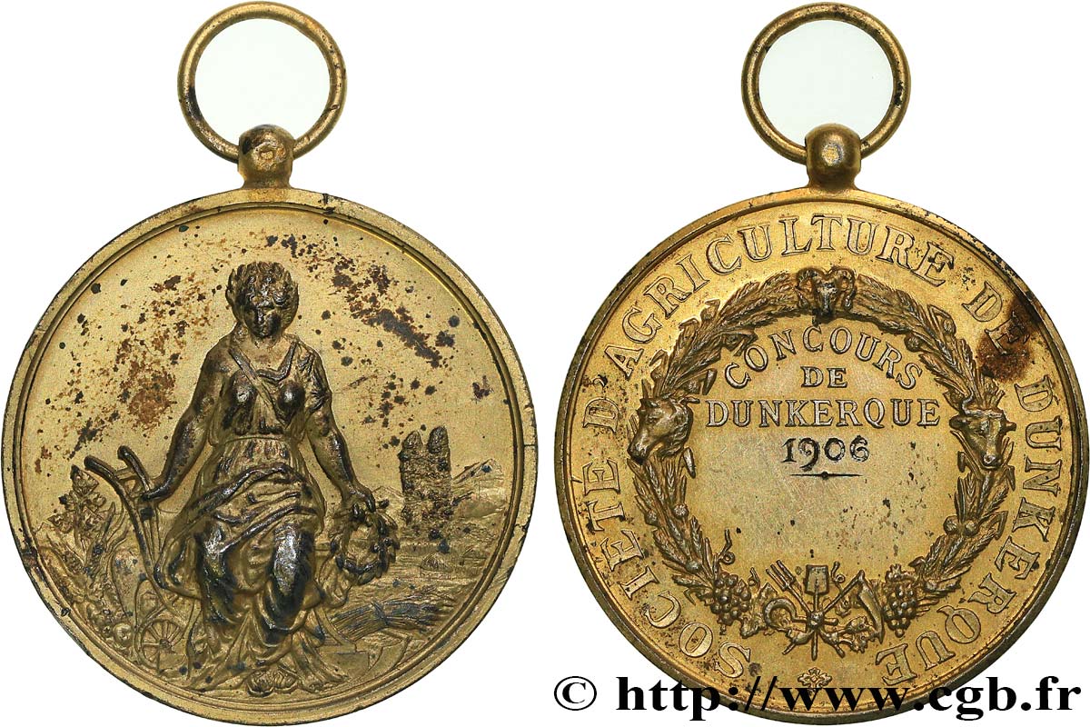 TERZA REPUBBLICA FRANCESE Médaille, Société Agricole de Dunkerque BB