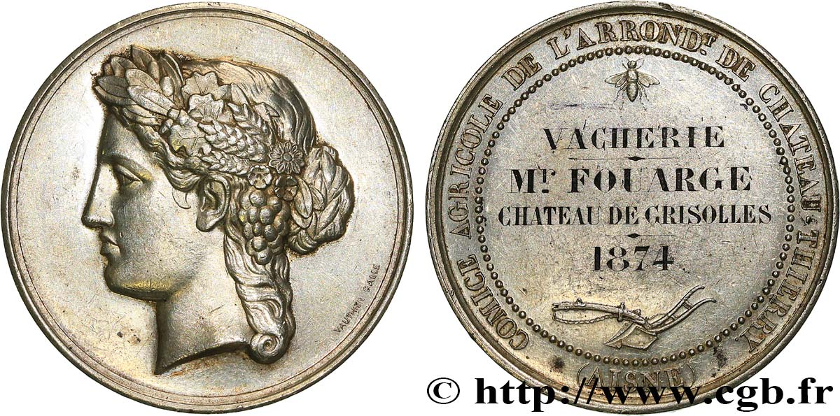 DRITTE FRANZOSISCHE REPUBLIK Médaille, Comice agricole, Vacherie SS