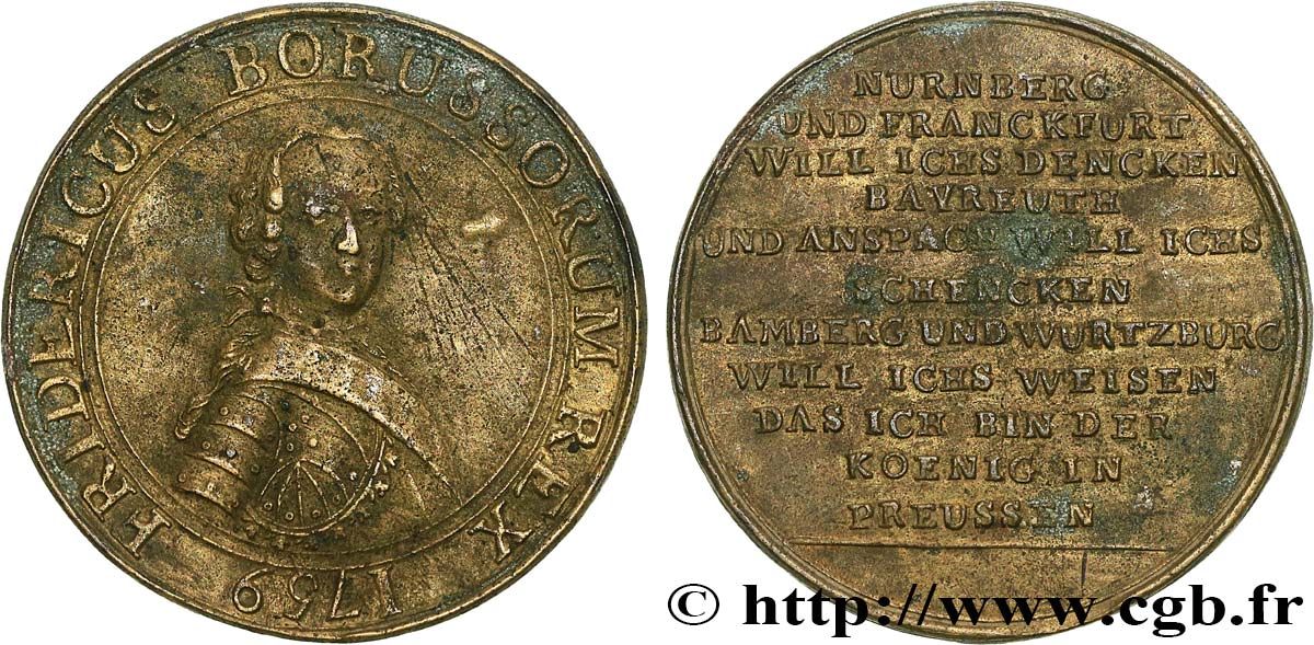 ALLEMAGNE - ROYAUME DE PRUSSE - FRÉDÉRIC II LE GRAND Médaille, Frédéric II, Guerre de sept ans BC+/MBC