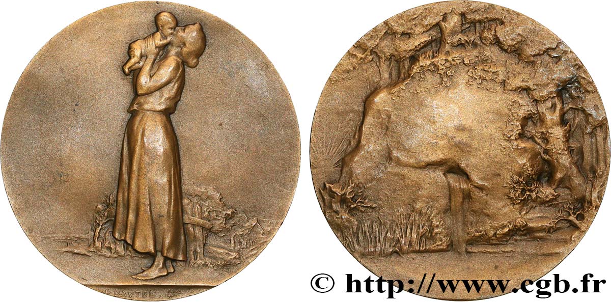 TROISIÈME RÉPUBLIQUE Médaille, Espérance, Mère et son enfant TTB+