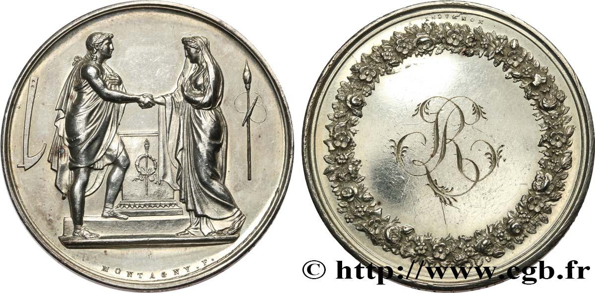 AMOUR ET MARIAGE Médaille de mariage, Couple antique TTB+
