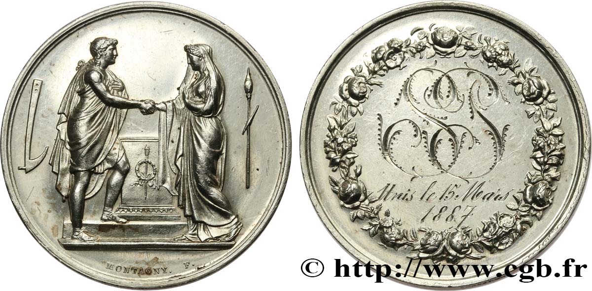 AMOUR ET MARIAGE Médaille de mariage, Couple antique TTB+