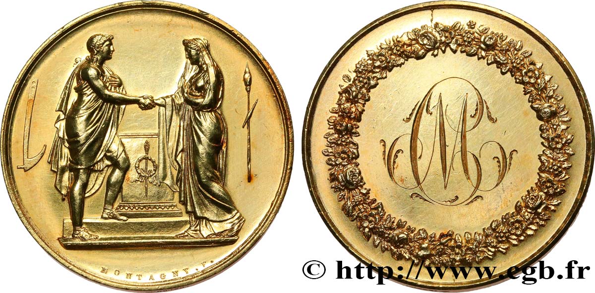 AMOUR ET MARIAGE Médaille de mariage, Couple antique q.SPL