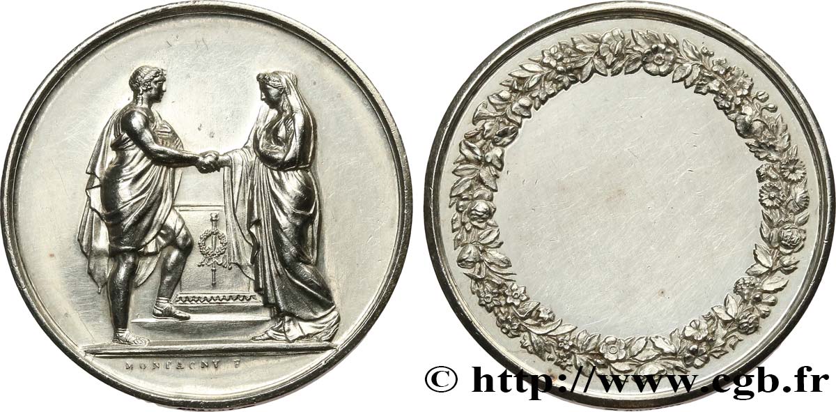AMOUR ET MARIAGE Médaille de mariage, Couple antique TTB+