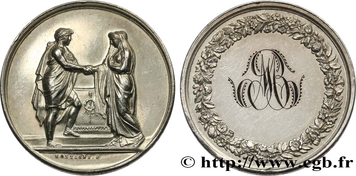 AMOUR ET MARIAGE Médaille de mariage, Couple antique TTB+