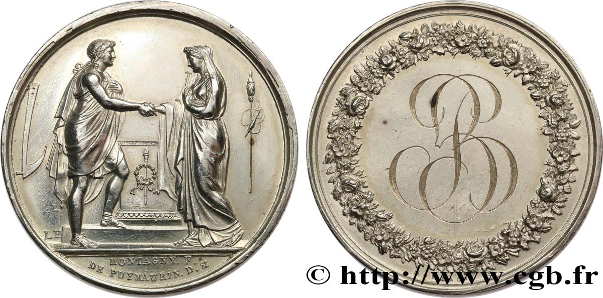 AMOUR ET MARIAGE Médaille de mariage, Couple antique TTB
