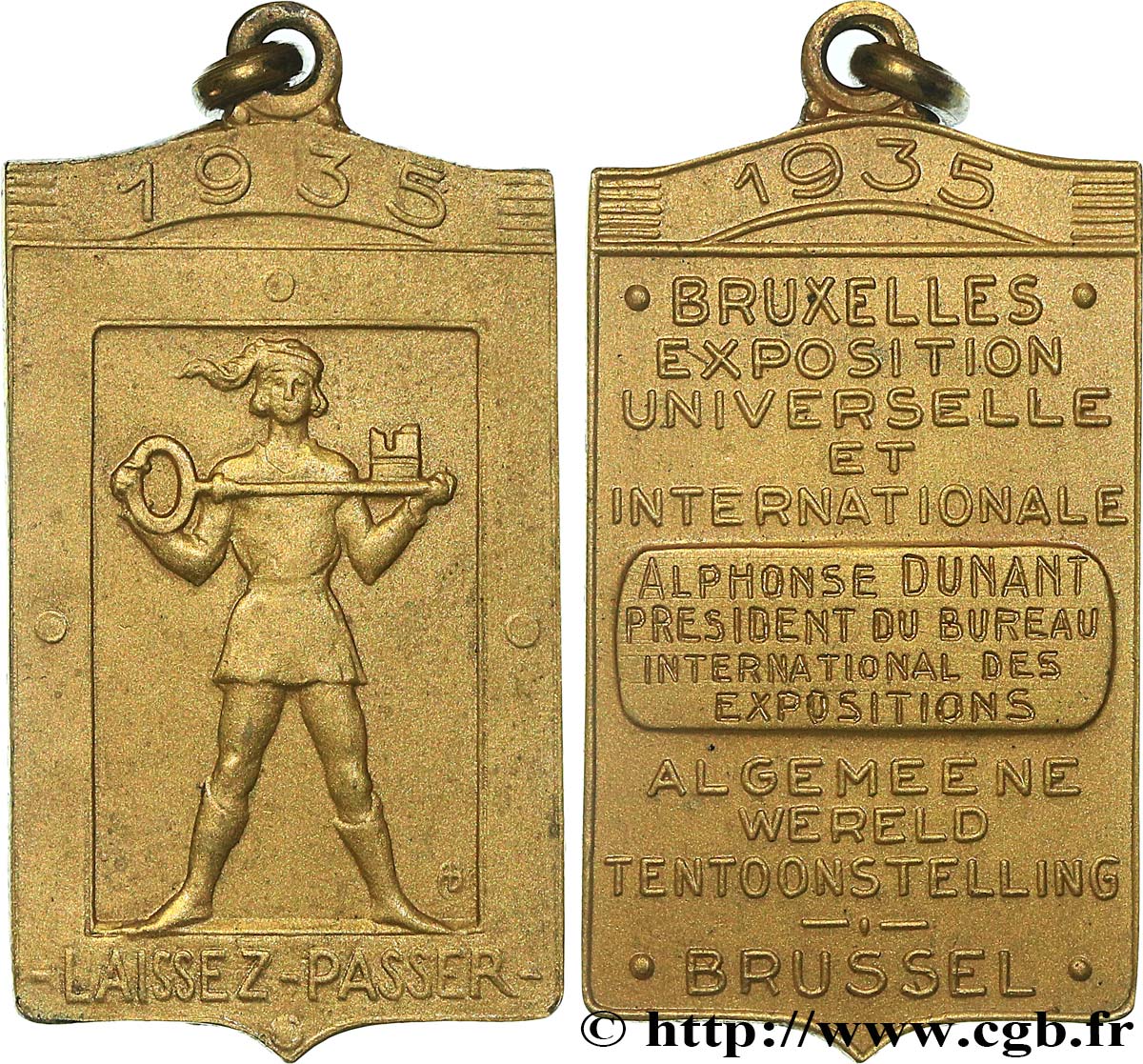 BELGIUM - KINGDOM OF BELGIUM - REIGN OF LEOPOLD III Plaque, Exposition Internationale, Section Française AU