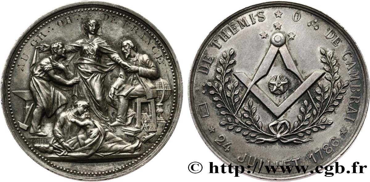 FRANC - MAÇONNERIE Médaille, Grand Orient de France, Loge de Themis TTB