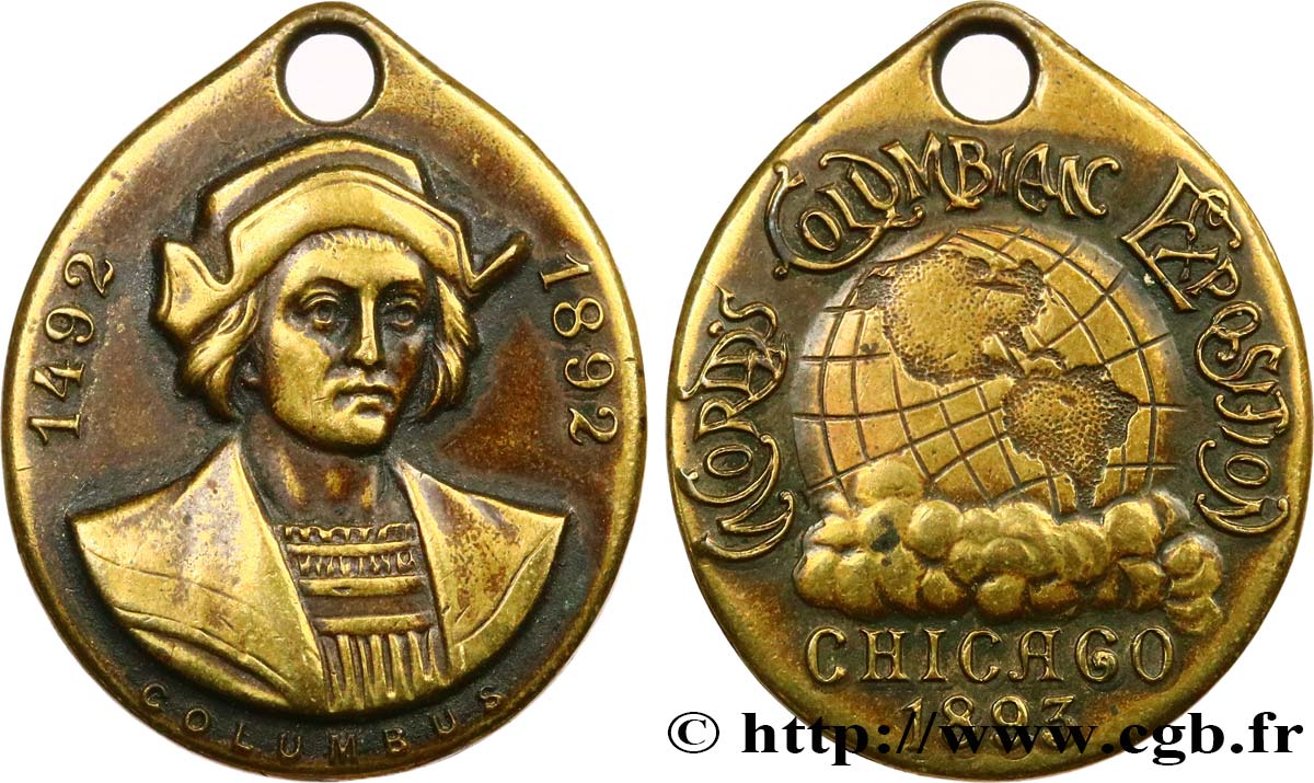 ÉTATS-UNIS D AMÉRIQUE Médaille, Christophe Colomb, Exposition MBC