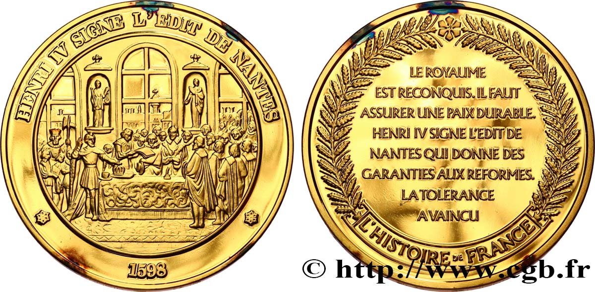 HISTOIRE DE FRANCE Médaille, Signature de l’Edit de Nantes SPL