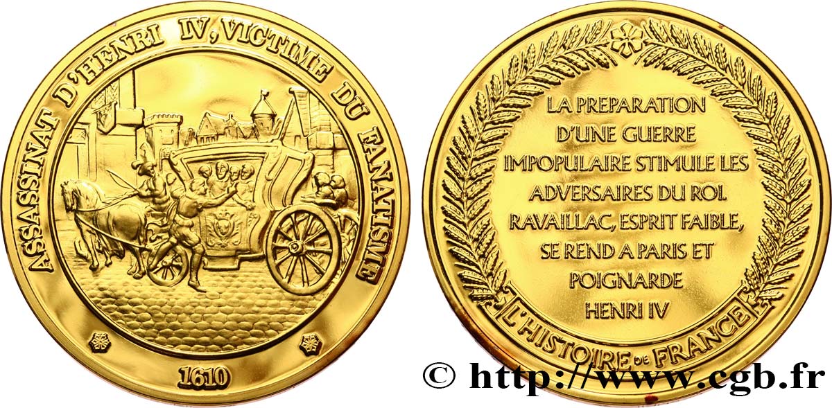 HISTOIRE DE FRANCE Médaille, Assassinat d’Henri IV SPL