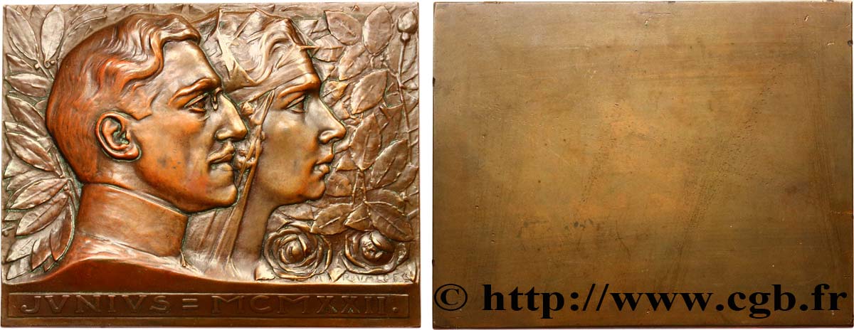 YOUGOSLAVIE - ROYAUME DES SERBES, CROATES ET SLOVÈNES - ALEXANDRE Ier Plaque, Alexandre II et Marie de Roumanie TTB+