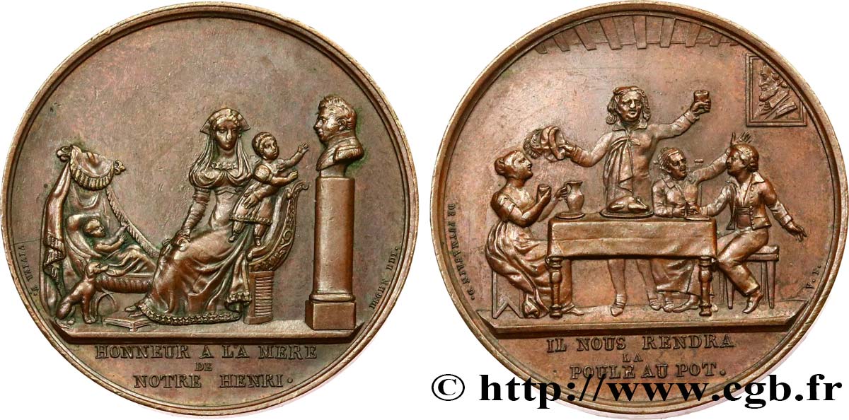 LUIGI XVIII Médaille, Honneur à la mère de notre Henri q.SPL