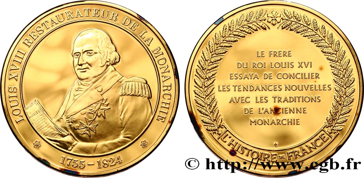 HISTOIRE DE FRANCE Médaille, Louis XVIII SPL