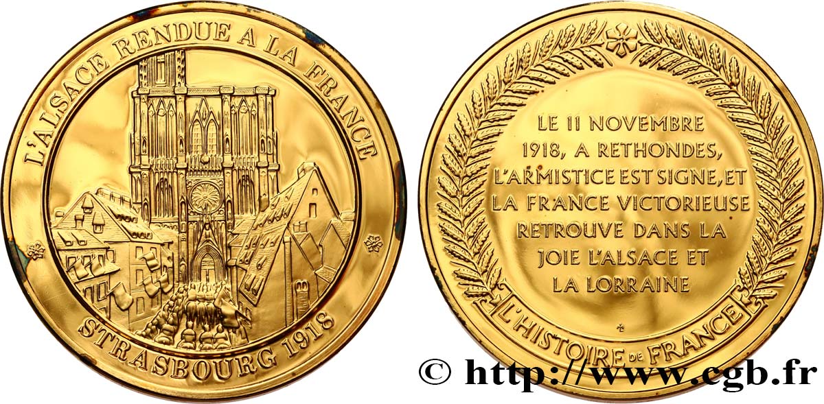 HISTOIRE DE FRANCE Médaille, Alsace rendu à la France MS