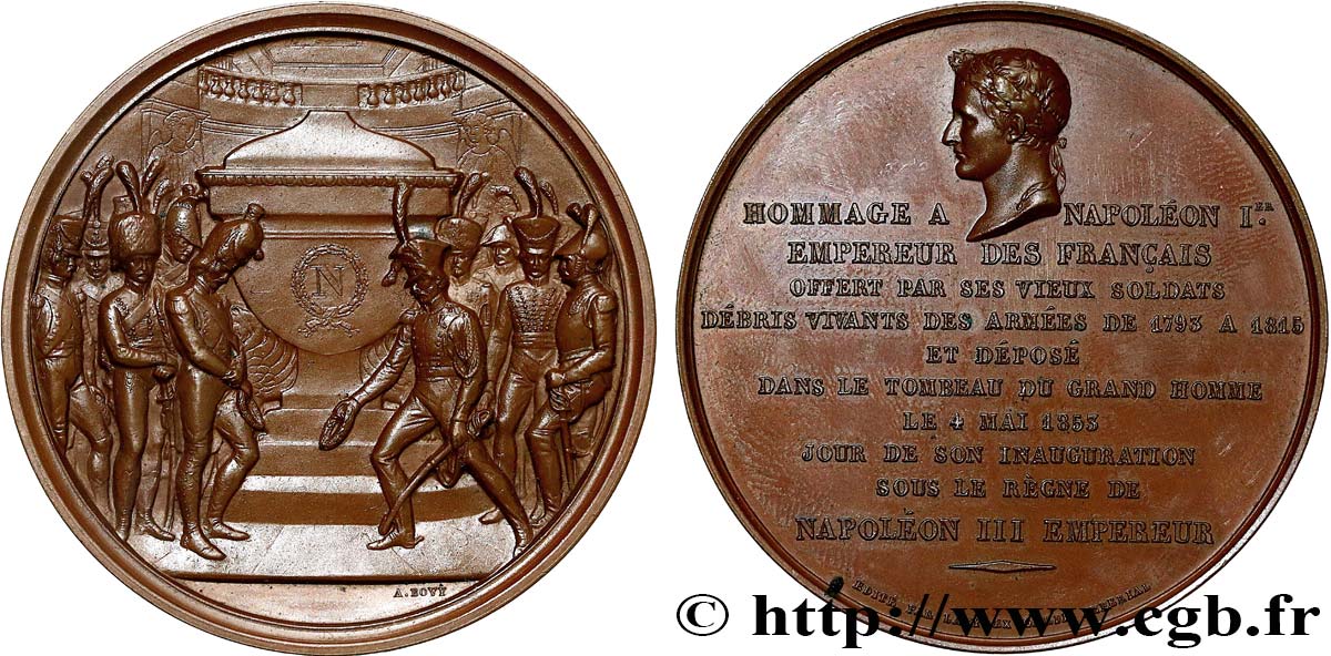 ZWEITES KAISERREICH Médaille, Hommage à Napoléon Ier offert par ses vieux soldats VZ