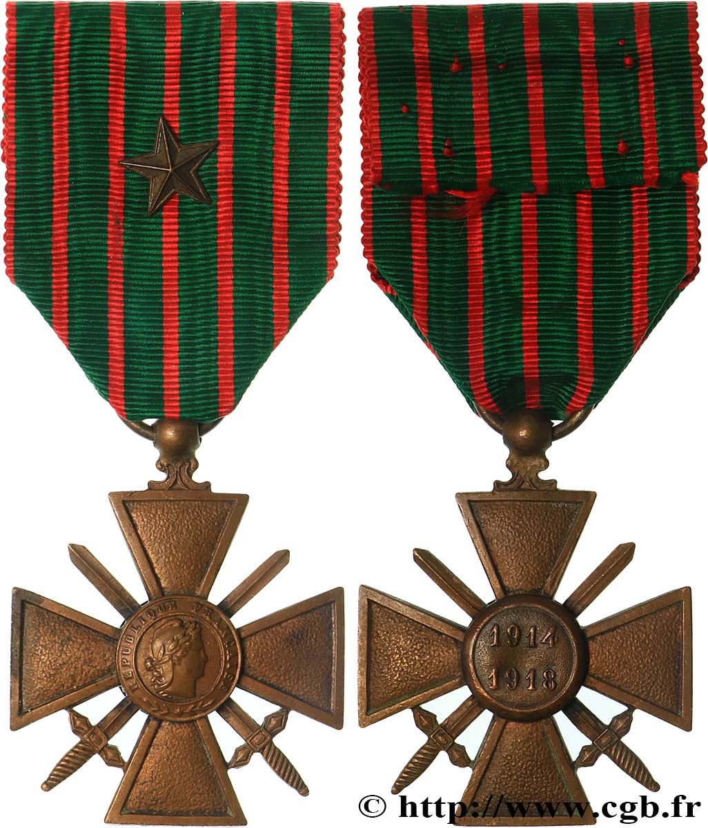TROISIÈME RÉPUBLIQUE Croix de guerre, 1914-1918 TTB+