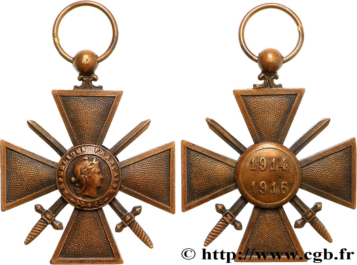 TERCERA REPUBLICA FRANCESA Croix de guerre, 1914-1916 BC+