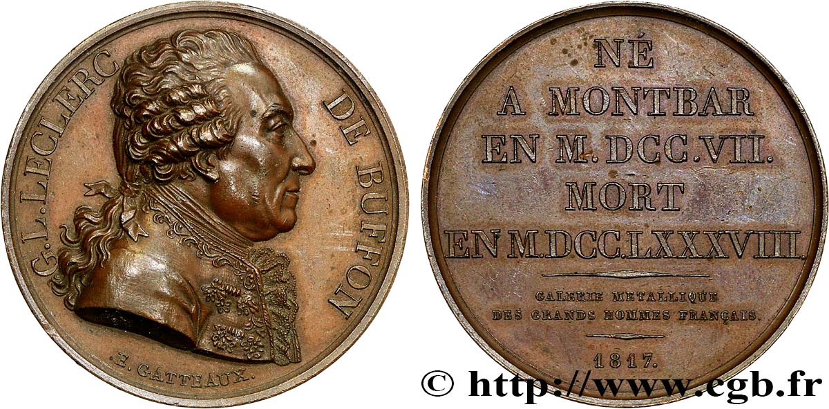 GALERIE MÉTALLIQUE DES GRANDS HOMMES FRANÇAIS Médaille, Georges-Louis Leclerc de Buffon EBC