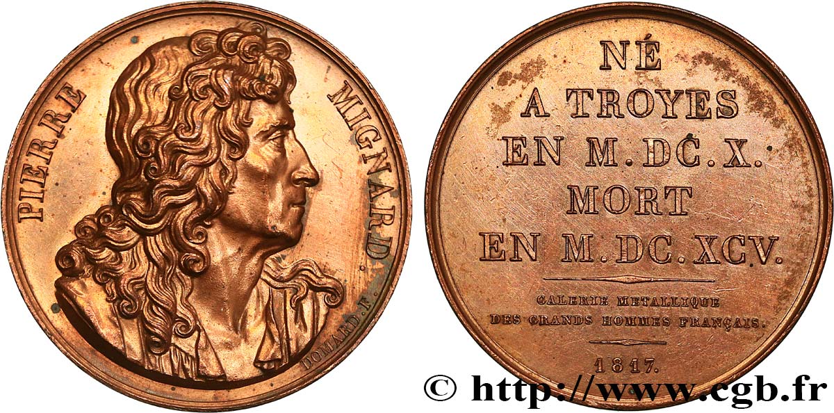 METALLIC GALLERY OF THE GREAT MEN FRENCH Médaille, Pierre Mignard XF
